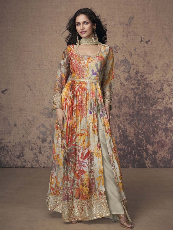 Beige Real Georgette Salwar Kameez